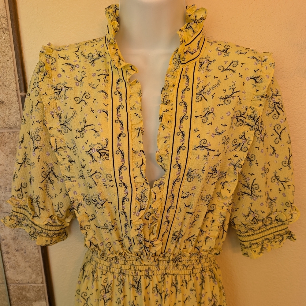 Max Studio Large Floral Yellow Maxi Dress - Picture 7 of 12